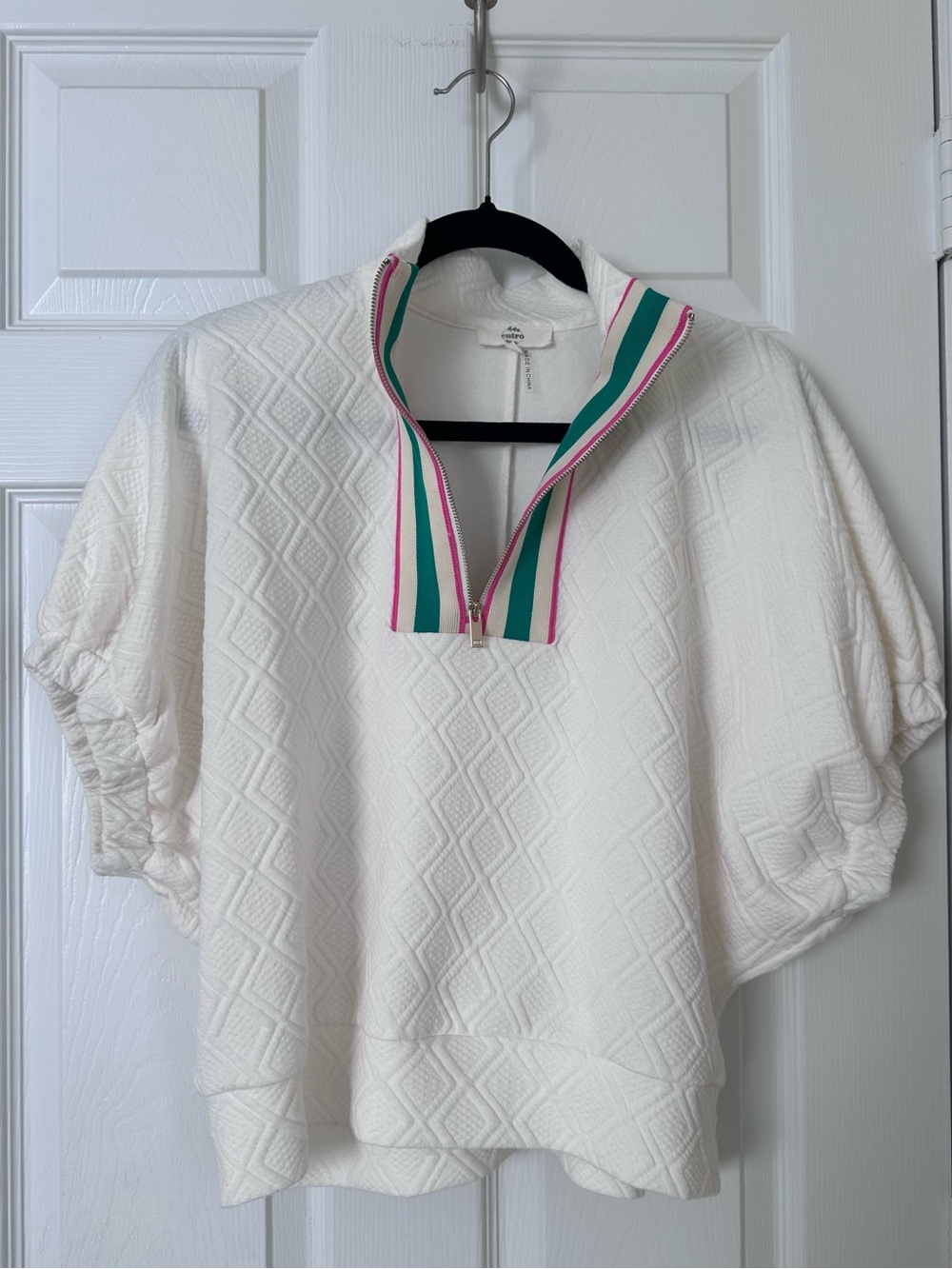 entro White Textured Half-Zip Pullover